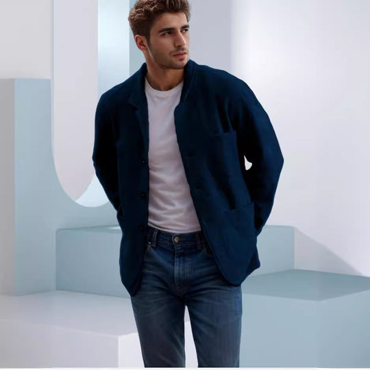Herren Übergangsjacke aus hochwertigem Material mit stilvollem Kragen und praktischen Taschen R&B