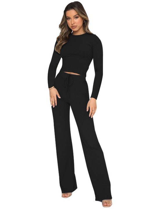 Damen Figurbetontes Crop-Top und Hochwasserhosen Set R&B