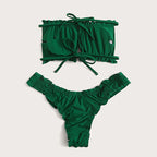 Damen Bandeau-Bikini mit gerafftem Design und Seitenschnürung R&B