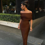 Damen Off-Shoulder Maxikleid R&B