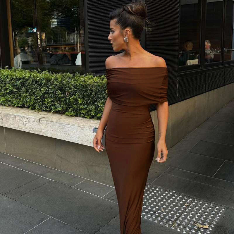 Damen Off-Shoulder Maxikleid R&B