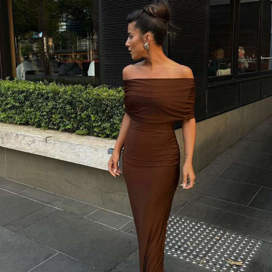Damen Off-Shoulder Maxikleid R&B