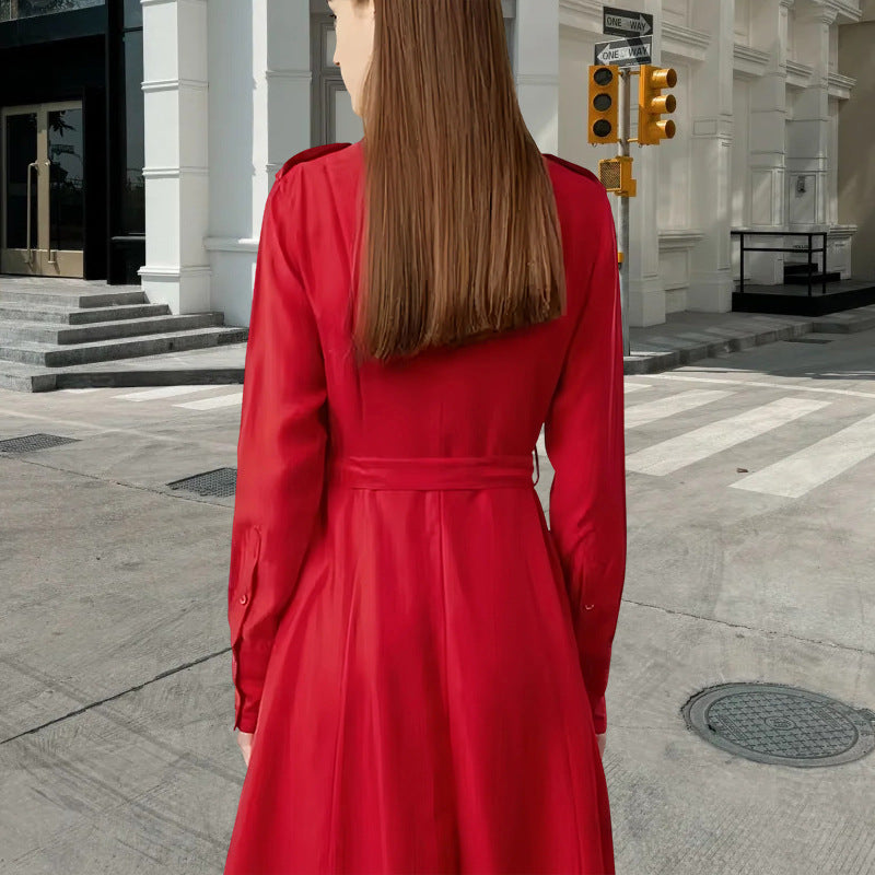 Damen Hemdkleid mit tailliertem Gürtel und klassischen Details R&B