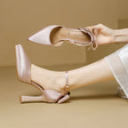 Damen elegante Satin-Pumps mit verspieltem Schleifen-Detail