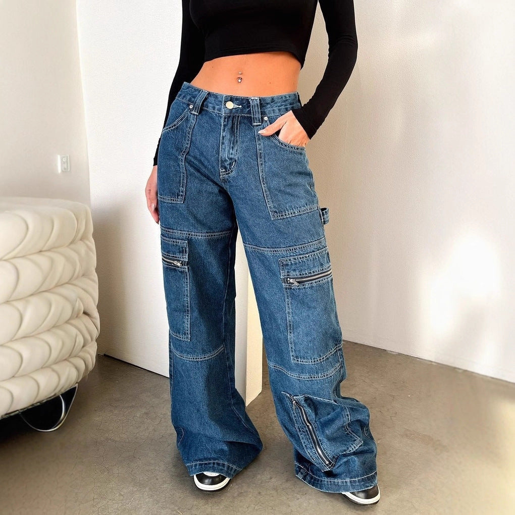 Damen Cargo Jeans mit modernem Schnitt und praktischen Taschen