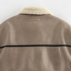 Damen Kurze Teddyfelljacke mit akzenten R&B