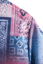 Herren Kurzarmhemd im kreativen Bandana-Design mit stilvollem Stehkragen