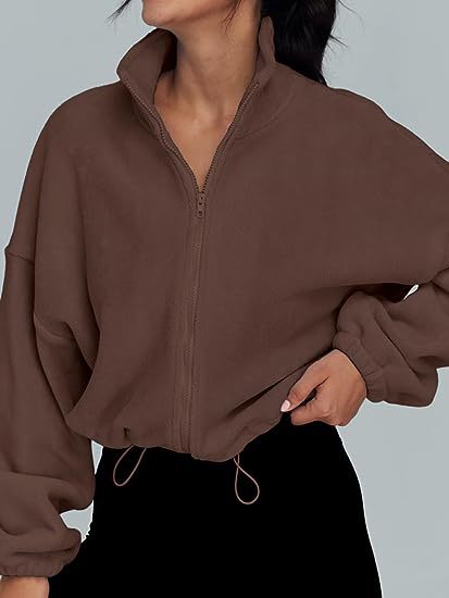 Damen Oversized Sweatjacke mit halbem Reißverschluss und Kordelzug R&B