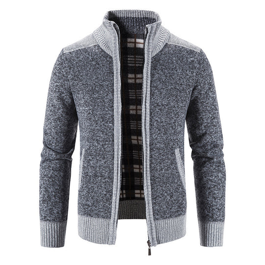 Herren Strickjacke mit modernem Stehkragen und strukturiertem Design R&B