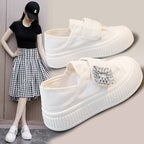 Damen modische Slip-On Sneakers mit eleganter Schnalle R&B