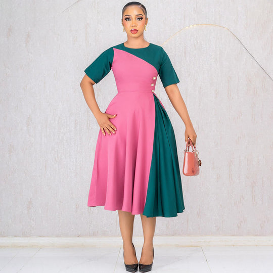 Damen Midikleid mit asymmetrischem Design und Knopfdetails R&B