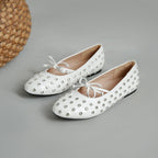 Damen Ballerinas mit dekorativen Strassapplikationen und modischem Schleifendesign
