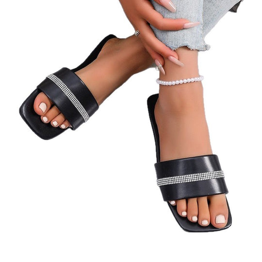 Damen modische Slides mit glitzerndem Riemen R&B