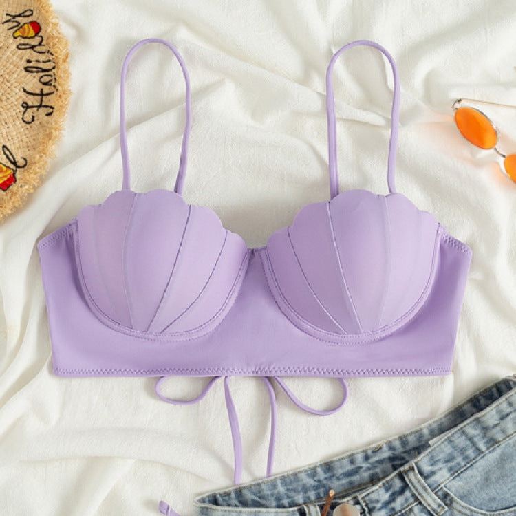 Damen Bikinioberteil mit strukturierter Muschel-Optik und elegantem Knoten R&B