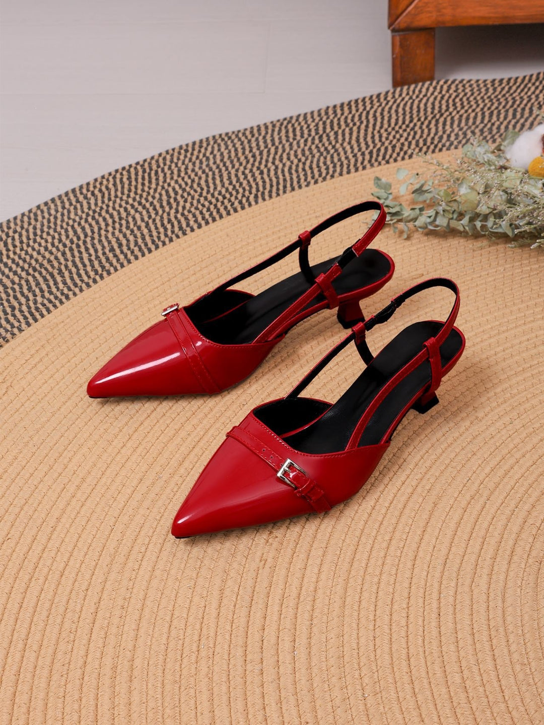 Damen Slingback High-Heel Sandalen mit elegantem Spitzendesign R&B