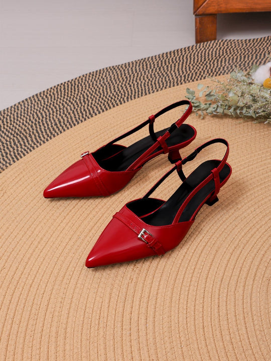 Damen Slingback High-Heel Sandalen mit elegantem Spitzendesign R&B