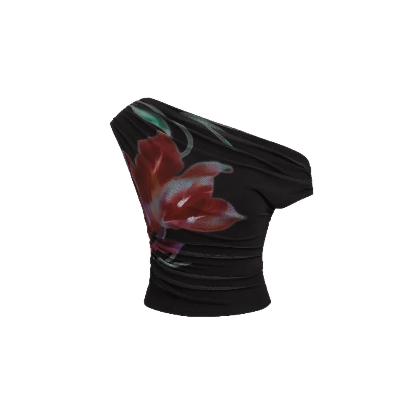 Damen Off-Shoulder Top mit floralem Design und Raffung R&B