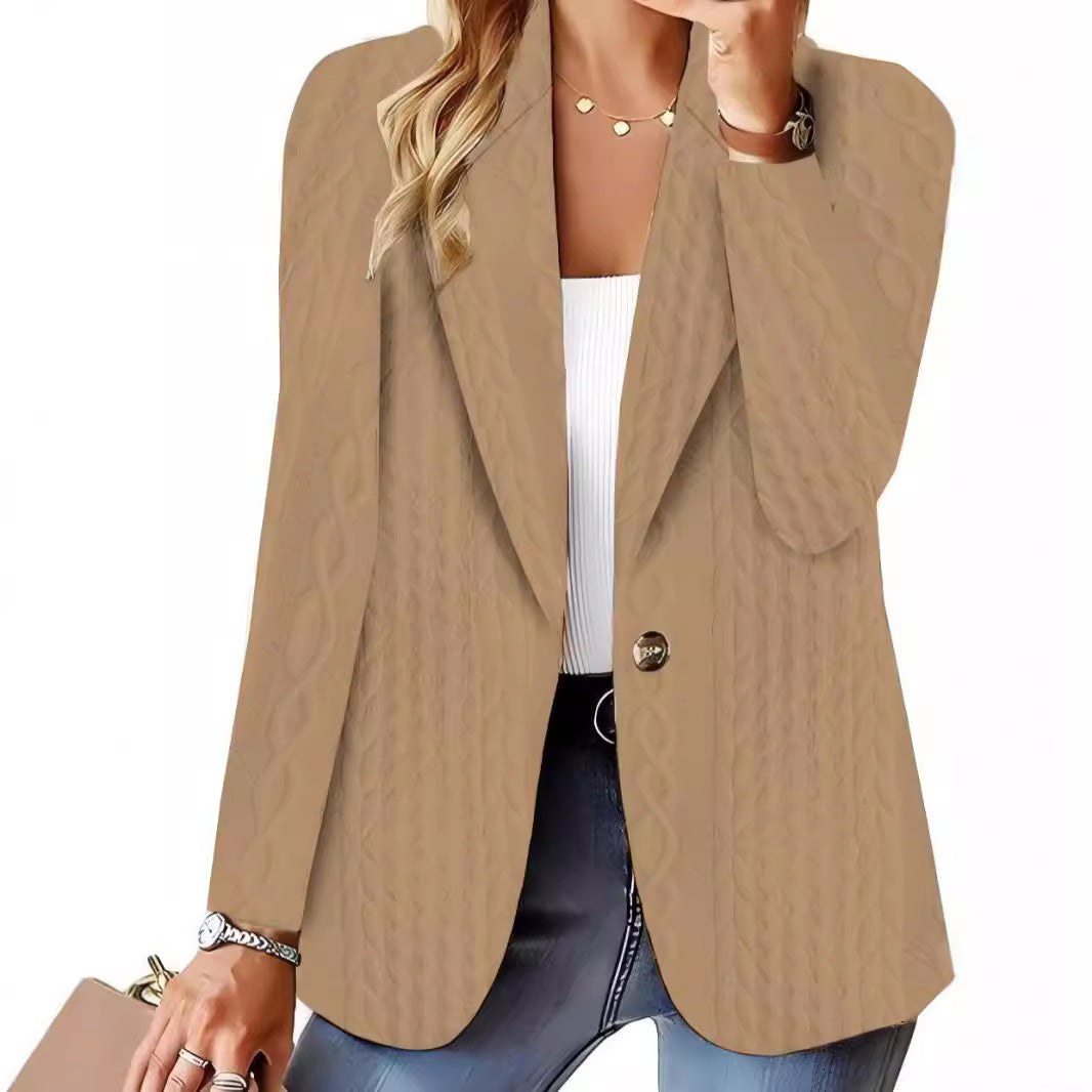 Damen Elegante Strickblazerjacke mit Kabelmuster R&B