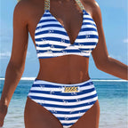 Damen Bikini mit luxuriösem Marmormuster und edlen Details R&B