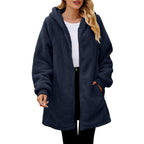 Damen Kuschelige Fleecejacke mit Kapuze und Taschen R&B