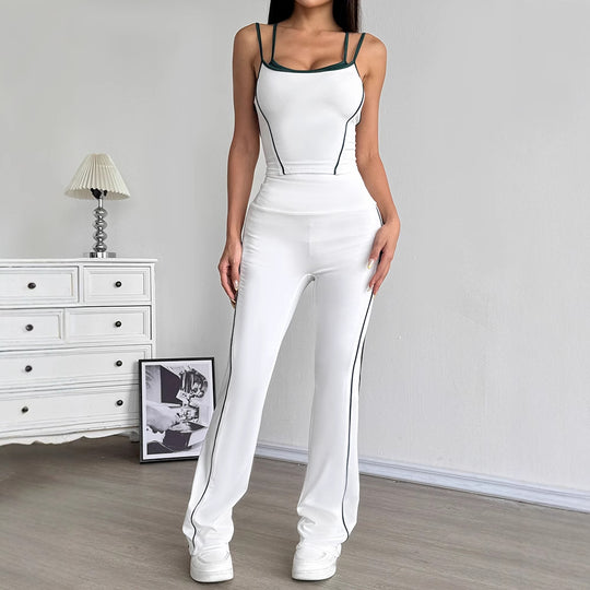 Damen Sportliches Zweiteiliges Set mit modischem Crop-Top und weiten Leggings R&B