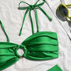 Damen Bikini-Set mit gerafftem Oberteil und modischem Ringdetail R&B