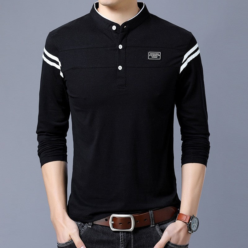 Herren Langarm-Henley-Shirt mit stylischen Kontraststreifen