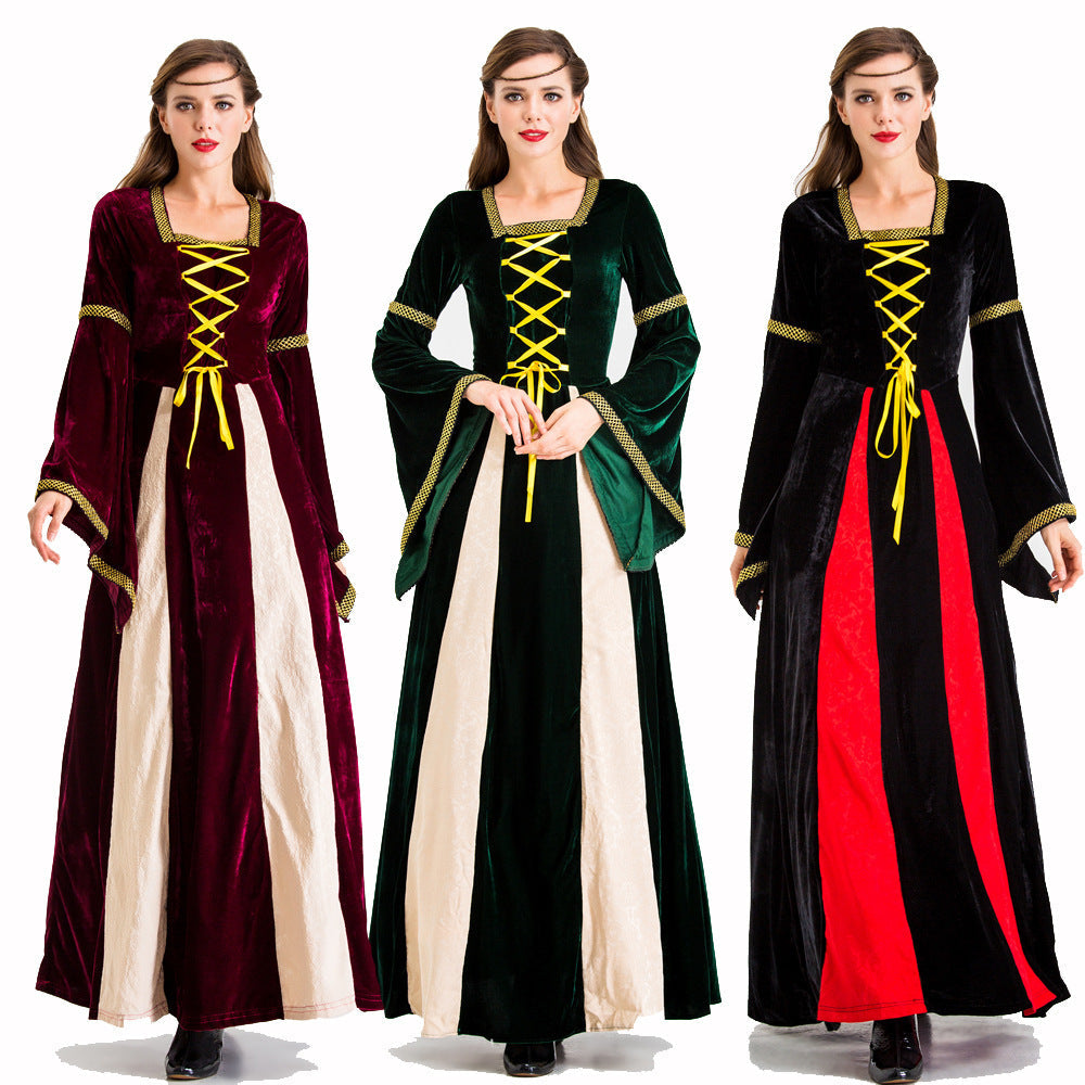 Damen historisches Märchenkleid mit langen Armen und dekorativer Schnürung R&B
