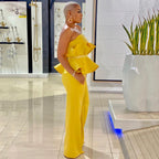 Damen Peplum Jumpsuit mit elegantem Oberteil und weiten Beinen R&B
