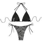 Damen Triangel-Bikini mit verspieltem Streifenmuster und verstellbarem Unterteil R&B