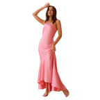 Damen Maxikleid mit asymmetrischem Saum und feinen Trägerdetails R&B