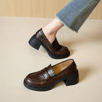 Damen elegante Loafers mit modischem Blockabsatz