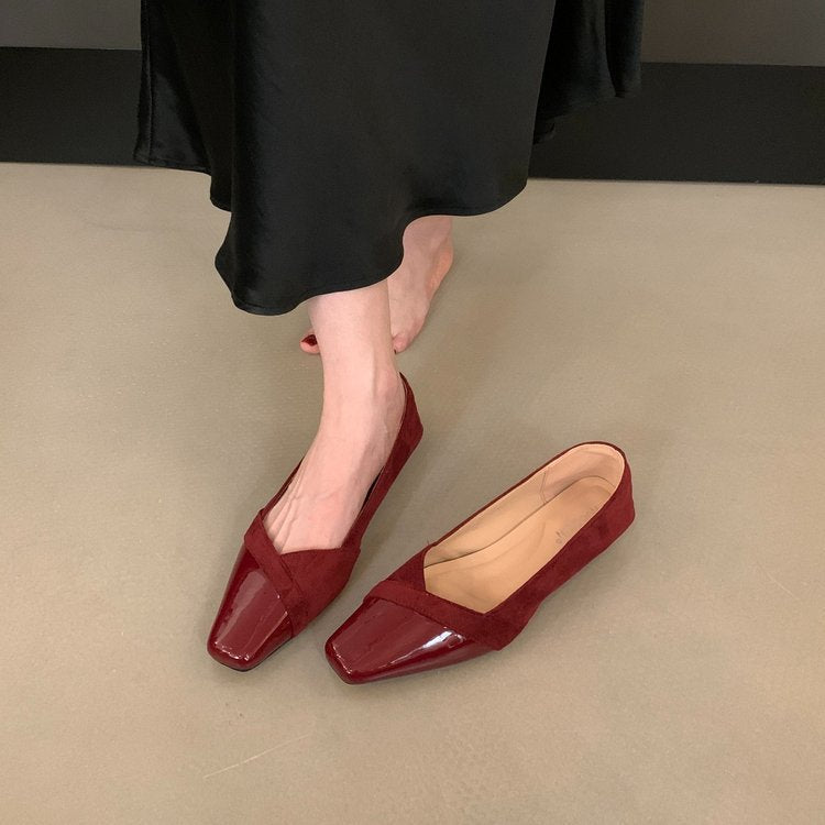 Damen elegante Ballerina-Pumps mit modischem Lederoberteil und komfortablem Fußbett R&B