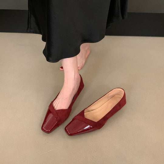 Damen elegante Ballerina-Pumps mit modischem Lederoberteil und komfortablem Fußbett R&B