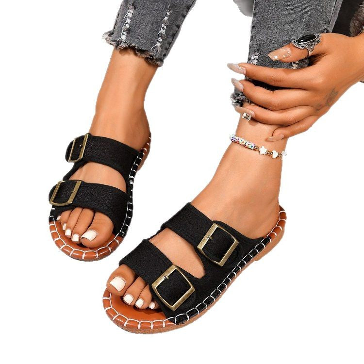 Damen offene Riemchensandalen mit verstellbaren Schnallen R&B