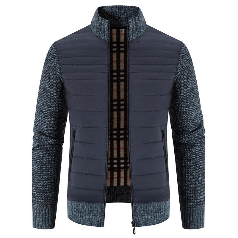 Herren Steppjacke mit modernem Strickärmeln und hohem Kragen R&B