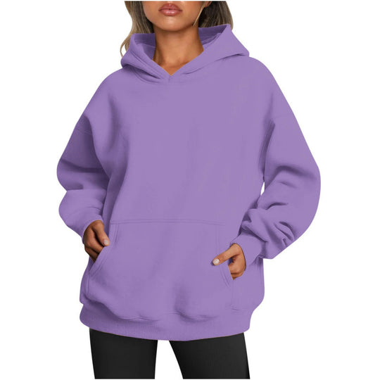 Damen Übergrößen Kapuzenpullover mit praktischen Taschen undlässigem Schnitt R&B