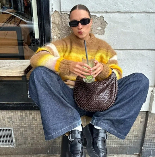 Damen Grobstrick Pullover mit lässiger Passform und oversized Schnitt R&B