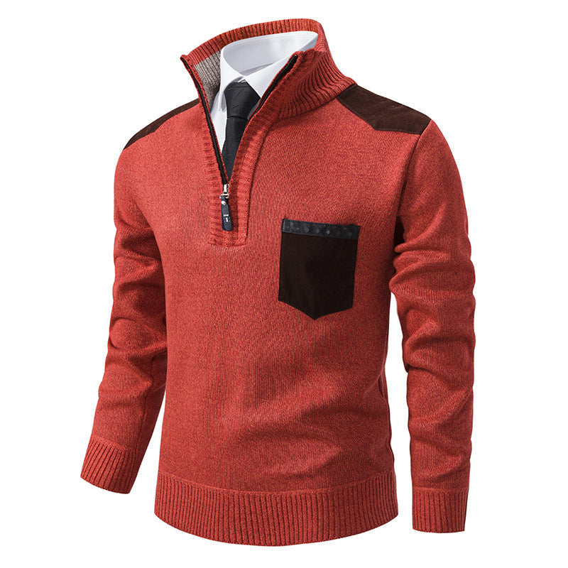 Herren lässiger Pullover mit halbem Reißverschluss und modernem Kragen R&B