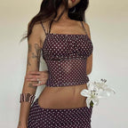 Damen Polka Dot Crop Top mit verstellbaren Trägern R&B
