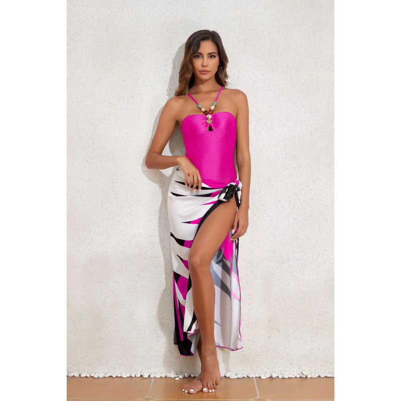 Damen Bandeau-Badeanzug mit asymmetrischem Rock R&B