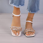 Damen Glamouröse Strandsandalen mit funkelnden Strass-Akzenten und komfortabler Sohle R&B