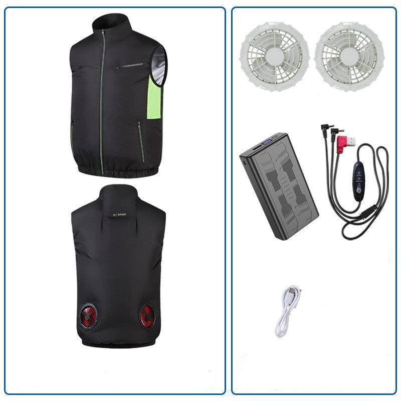 Unisex nan leichte Kühlweste mit integrierten Lüftern, Powerbankfach und atmungsaktivem Mesh R&B