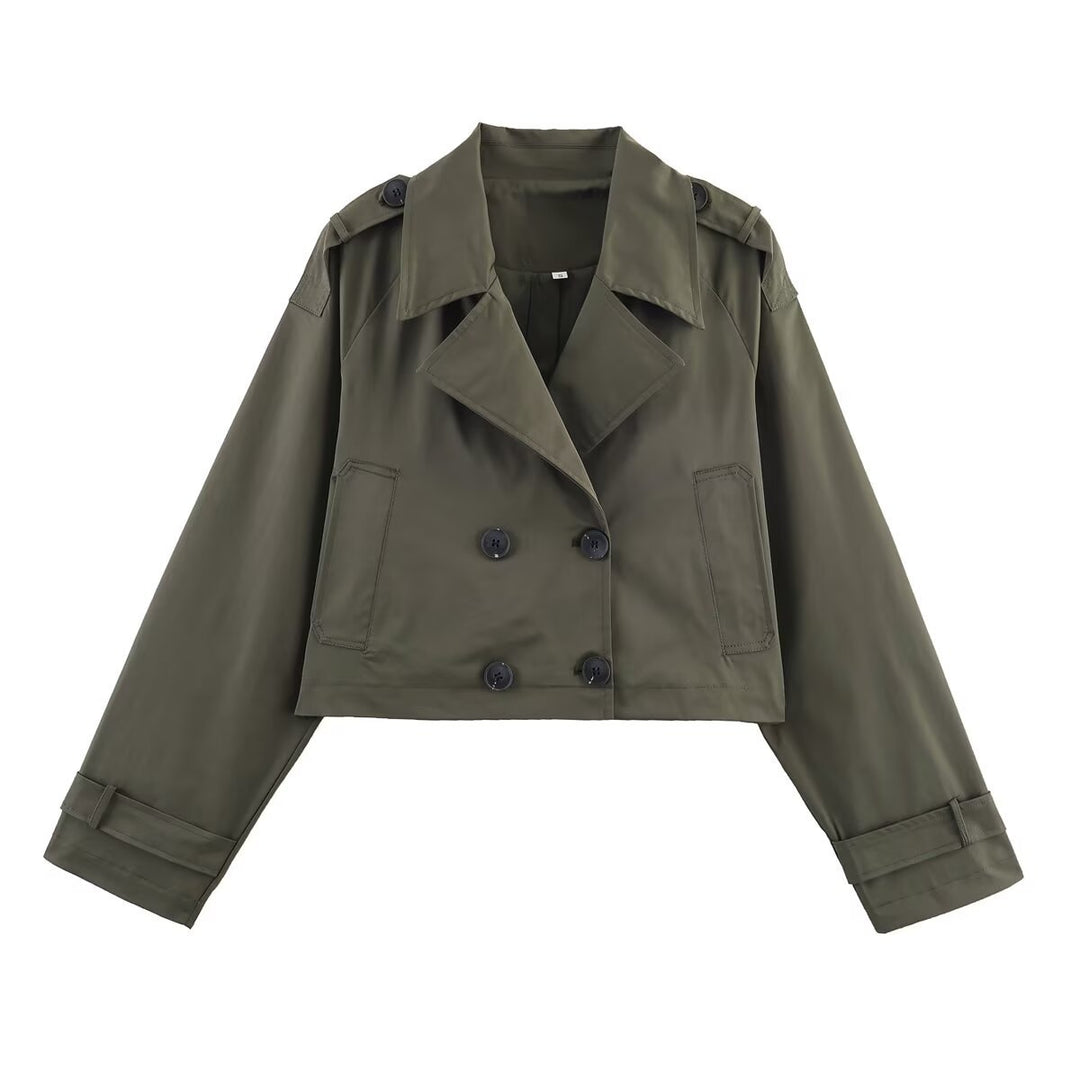 Damen modische cropped Trenchjacke R&B