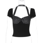Damen Polka-Dots Top mit Raffungen R&B