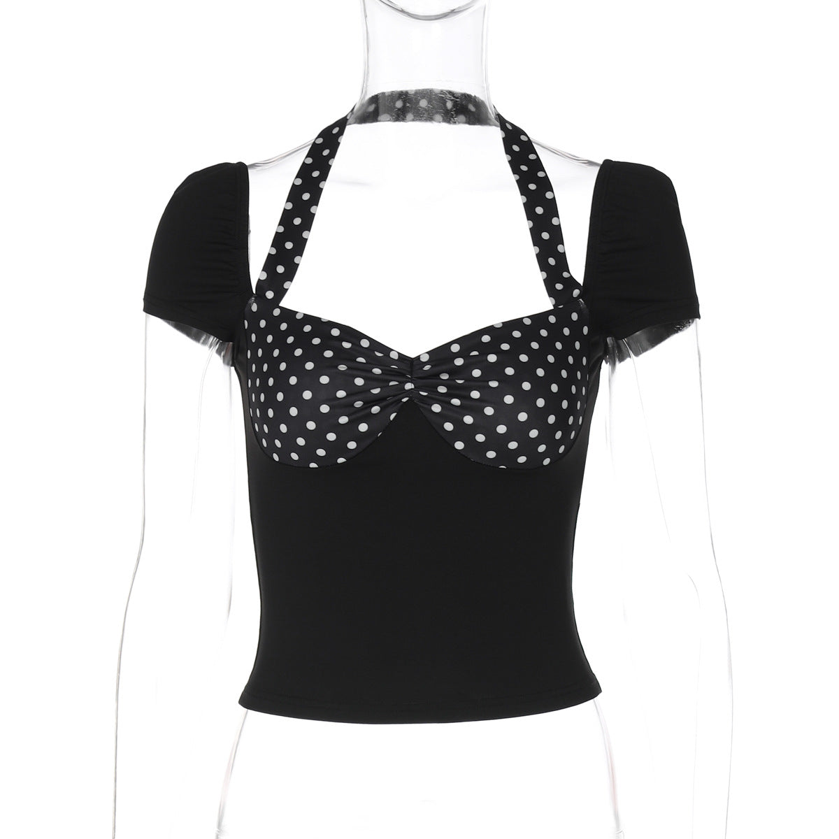 Damen Polka-Dots Top mit Raffungen R&B