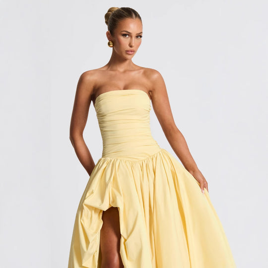 Damen Abendkleid mit figurbetontem Oberteil und asymmetrischem Rock R&B