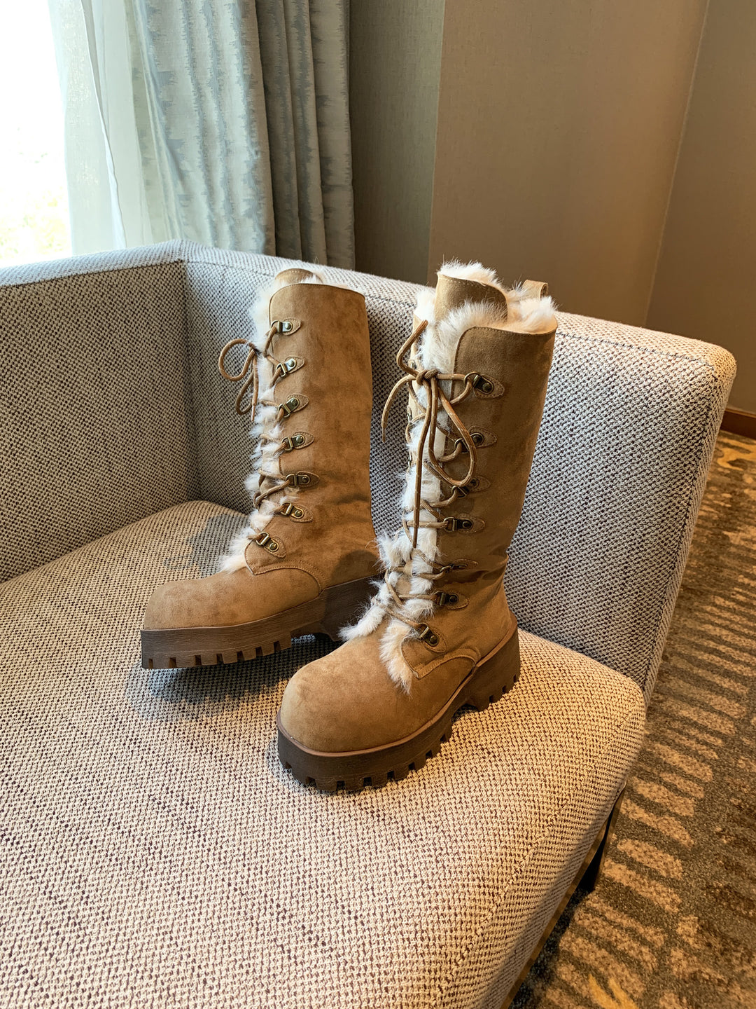 Damen Winterstiefel mit warmem Fellkragen und rutschfester Sohle R&B