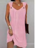 Damen Wellenmuster Kleid mit dekorativen Trägern R&B