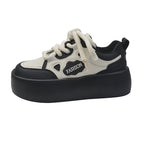 Damen modische Plateau-Sneaker mit glänzender Oberfläche und rutschfester Sohle R&B
